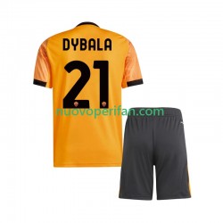 Maglie da Calcio AS Roma Dybala 21 Bambino Trasferta Tenuta 2025-2026 Maniche Corte