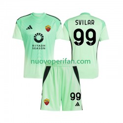 Maglie da Calcio AS Roma Mile Svilar 99 Portiere Bambino Trasferta Tenuta Quarta Tenuta 2025-2026 Maniche Corte