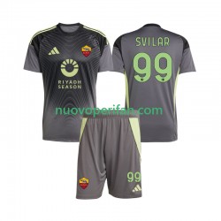 Maglie da Calcio AS Roma Mile Svilar 99 Portiere Bambino Prima Tenuta 2025-2026 Maniche Corte