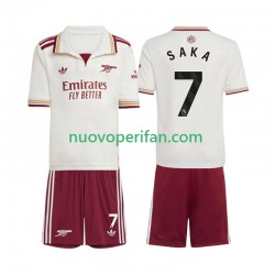 Maglie da Calcio Arsenal Bukayo Saka 7 Bambino Alternativa Tenuta 2025-2026 Maniche Corte
