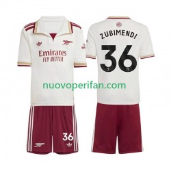 Maglie da Calcio Arsenal Martin Zubimendi 36 Bambino Alternativa Tenuta 2025-2026 Maniche Corte