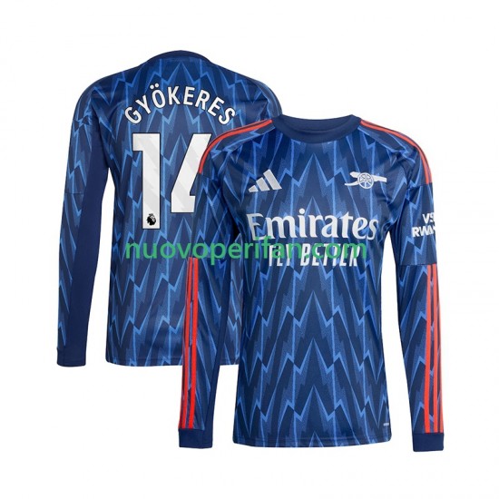 Maglie da Calcio Arsenal Viktor Gyokeres 14 Uomo Trasferta Tenuta 2025-2026 Maniche Lunghe