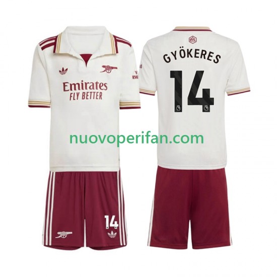 Maglie da Calcio Arsenal Viktor Gyokeres 14 Bambino Alternativa Tenuta 2025-2026 Maniche Corte
