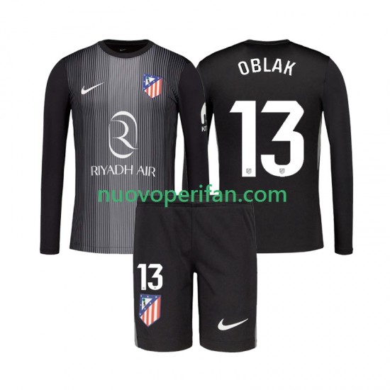 Maglie da Calcio Atlético Madrid Jan Oblak 13 Portiere Bambino Trasferta Tenuta 2025-2026 Maniche Lunghe