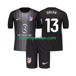 Maglie da Calcio Atlético Madrid Jan Oblak 13 Portiere Bambino Trasferta Tenuta 2025-2026 Maniche Corte