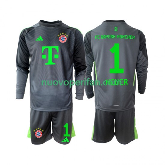 Maglie da Calcio FC Bayern München Neuer 1 Portiere Bambino Trasferta Tenuta 2025-2026 Maniche Lunghe