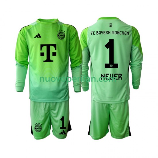 Maglie da Calcio FC Bayern München Neuer 1 Portiere Bambino Prima Tenuta 2025-2026 Maniche Lunghe