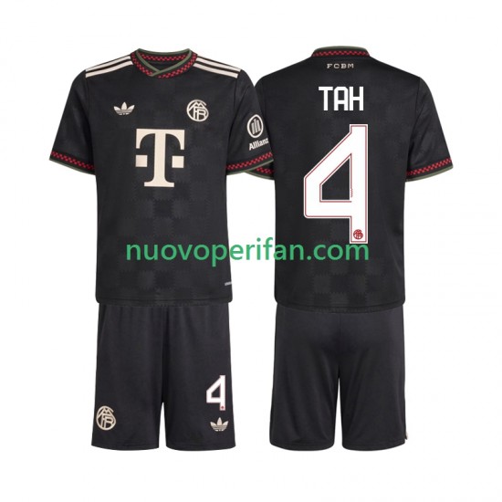 Maglie da Calcio FC Bayern München Jonathan Tah 4 Bambino Alternativa Tenuta 2025-2026 Maniche Corte