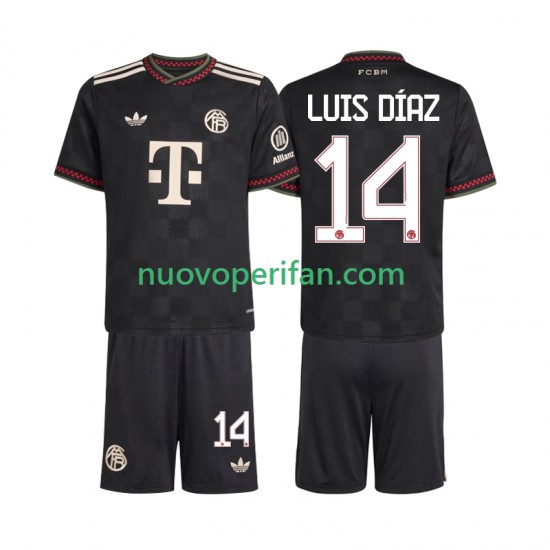 Maglie da Calcio FC Bayern München Luis Diaz 14 Bambino Alternativa Tenuta 2025-2026 Maniche Corte