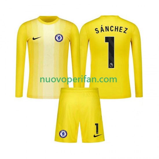 Maglie da Calcio Chelsea Robert Sanchez 1 Portiere Bambino Alternativa Tenuta 2025-2026 Maniche Lunghe