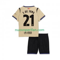 Maglie da Calcio FC Barcelona Frenkie de Jong 21 UCL Bambino Trasferta Tenuta 2025-2026 Maniche Corte