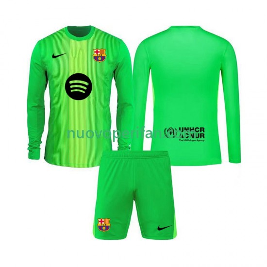 Maglie da Calcio FC Barcelona Portiere Bambino Prima Tenuta 2025-2026 Maniche Lunghe