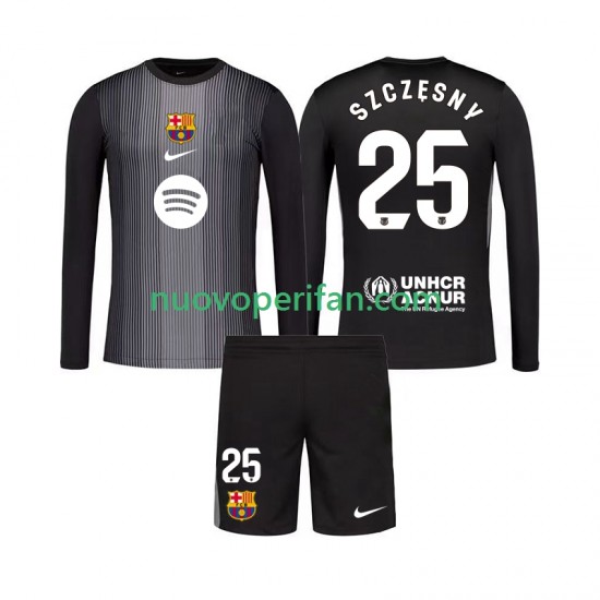 Maglie da Calcio FC Barcelona Szczesny 25 Portiere Bambino Alternativa Tenuta 2025-2026 Maniche Lunghe