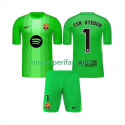 Maglie da Calcio FC Barcelona Ter Stegen 1 Portiere Bambino Prima Tenuta 2025-2026 Maniche Corte