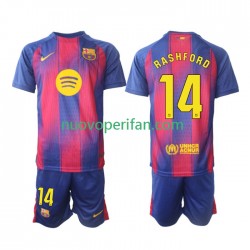 Maglie da Calcio FC Barcelona Marcus Rashford 14 Bambino Prima Tenuta 2025-2026 Maniche Corte