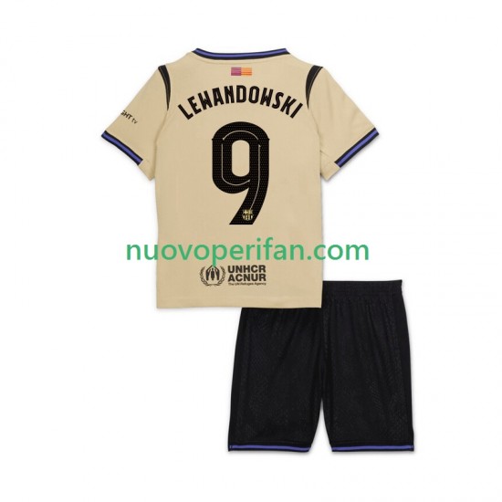 Maglie da Calcio FC Barcelona Robert Lewandowski 9 UCL Bambino Trasferta Tenuta 2025-2026 Maniche Corte