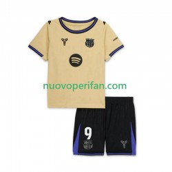 Maglie da Calcio FC Barcelona Robert Lewandowski 9 UCL Bambino Trasferta Tenuta 2025-2026 Maniche Corte