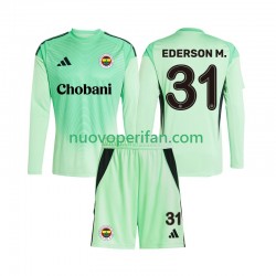 Maglie da Calcio Fenerbahce Ederson Moraes 31 Portiere Bambino Trasferta Tenuta 2025-2026 Maniche Lunghe