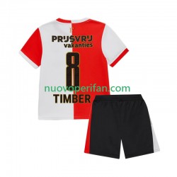 Maglie da Calcio Feyenoord Rotterdam Quinten Timber 8 Bambino Prima Tenuta 2025-2026 Maniche Corte