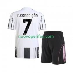 Maglie da Calcio Juventus Francisco Conceicao 7 Bambino Prima Tenuta 2025-2026 Maniche Corte