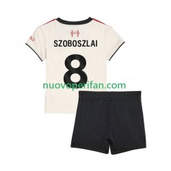 Maglie da Calcio Liverpool Dominik Szoboszlai 8 Bambino Trasferta Tenuta 2025-2026 Maniche Corte