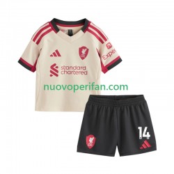 Maglie da Calcio Liverpool Federico Chiesa 14 Bambino Trasferta Tenuta 2025-2026 Maniche Corte