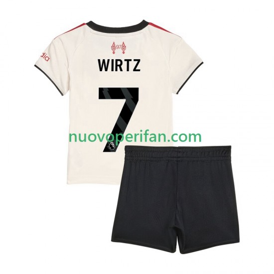Maglie da Calcio Liverpool Florian Wirtz 7 Bambino Trasferta Tenuta 2025-2026 Maniche Corte