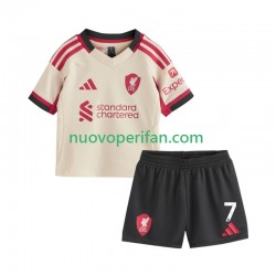 Maglie da Calcio Liverpool Florian Wirtz 7 Bambino Trasferta Tenuta 2025-2026 Maniche Corte