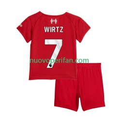 Maglie da Calcio Liverpool Florian Wirtz 7 Bambino Prima Tenuta 2025-2026 Maniche Corte