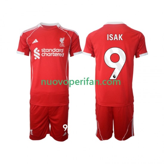 Maglie da Calcio Liverpool ISAK 9 Bambino Prima Tenuta 2025-2026 Maniche Corte