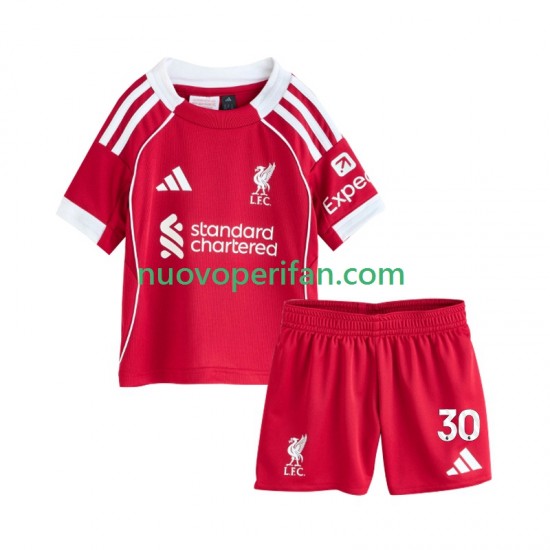 Maglie da Calcio Liverpool Jeremie Frimpong 30 Bambino Prima Tenuta 2025-2026 Maniche Corte