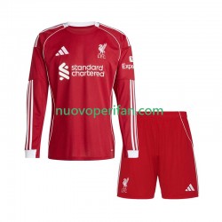 Maglie da Calcio Liverpool Bambino Prima Tenuta 2025-2026 Maniche Lunghe
