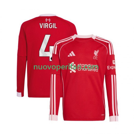 Maglie da Calcio Liverpool Virgil van Dijk 4 Uomo Prima Tenuta 2025-2026 Maniche Lunghe
