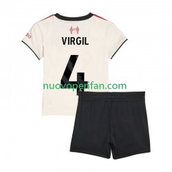 Maglie da Calcio Liverpool Virgil van Dijk 4 Bambino Trasferta Tenuta 2025-2026 Maniche Corte