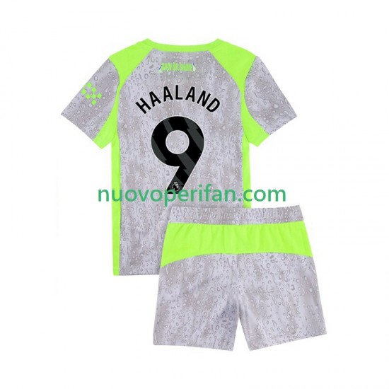 Maglie da Calcio Manchester City Erling Haaland 9 Uomo Bambino Alternativa Tenuta 2025-2026 Maniche Corte