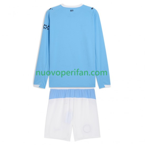 Maglie da Calcio Manchester City Bambino Prima Tenuta 2025-2026 Maniche Lunghe
