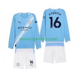 Maglie da Calcio Manchester City Rodrigo Hernandez 16 Bambino Prima Tenuta 2025-2026 Maniche Lunghe
