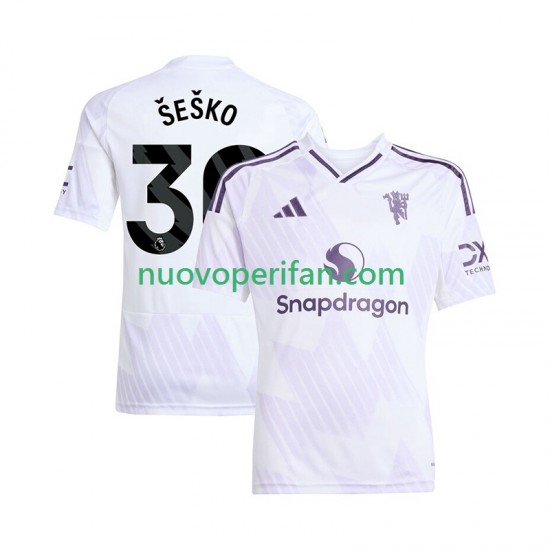 Maglie da Calcio Manchester United Benjamin Sesko 30 Uomo Trasferta Tenuta 2025-2026 Maniche Corte