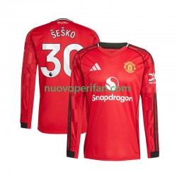 Maglie da Calcio Manchester United Benjamin Sesko 30 Uomo Prima Tenuta 2025-2026 Maniche Lunghe