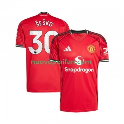 Maglie da Calcio Manchester United Benjamin Sesko 30 Uomo Prima Tenuta 2025-2026 Maniche Corte