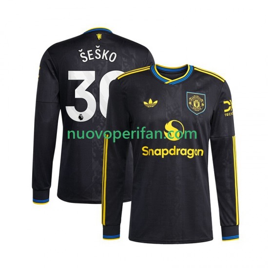 Maglie da Calcio Manchester United Benjamin Sesko 30 Uomo Alternativa Tenuta 2025-2026 Maniche Lunghe