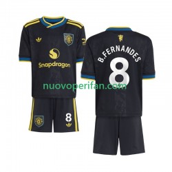 Maglie da Calcio Manchester United Bruno Fernandes 8 Bambino Alternativa Tenuta 2025-2026 Maniche Corte