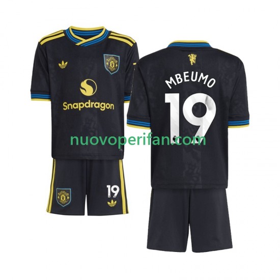 Maglie da Calcio Manchester United Bryan Mbeumo 19 Bambino Alternativa Tenuta 2025-2026 Maniche Corte