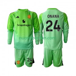 Maglie da Calcio Manchester United Andre Onana 24 Portiere Bambino Quarta Tenuta 2025-2026 Maniche Lunghe