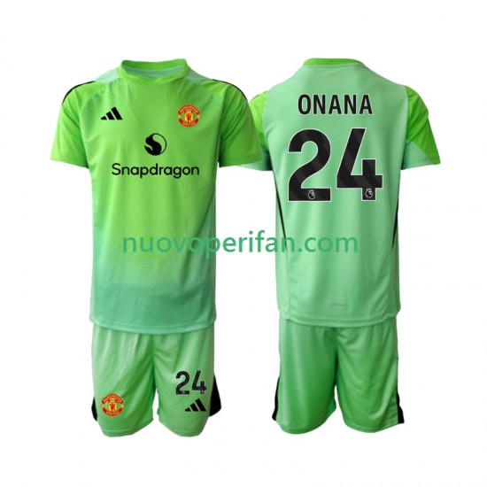 Maglie da Calcio Manchester United Andre Onana 24 Portiere Bambino Quarta Tenuta 2025-2026 Maniche Corte