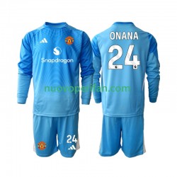 Maglie da Calcio Manchester United Andre Onana 24 Portiere Bambino Prima Tenuta 2025-2026 Maniche Lunghe