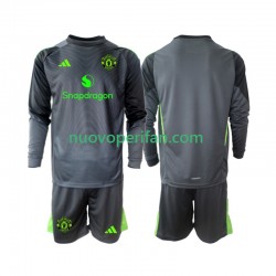 Maglie da Calcio Manchester United Portiere Bambino Trasferta Tenuta 2025-2026 Maniche Lunghe