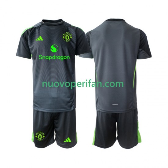 Maglie da Calcio Manchester United Portiere Bambino Trasferta Tenuta 2025-2026 Maniche Corte