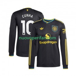 Maglie da Calcio Manchester United Matheus Cunha 10 Uomo Alternativa Tenuta 2025-2026 Maniche Lunghe