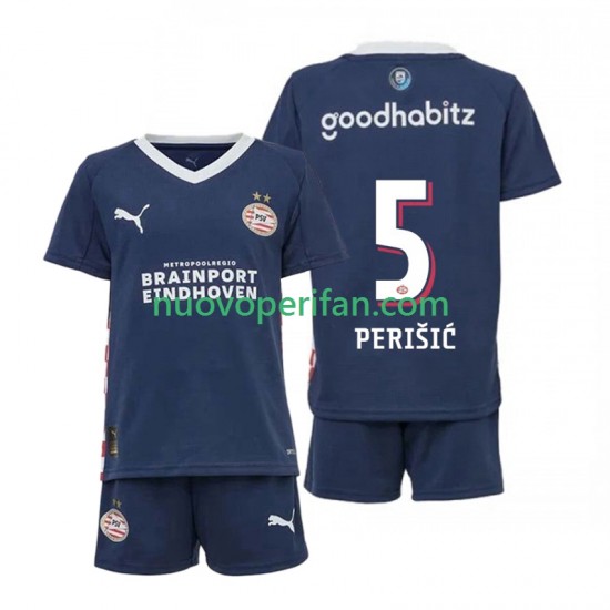 Maglie da Calcio PSV Eindhoven Ivan Perisic 5 Bambino Trasferta Tenuta 2025-2026 Maniche Corte